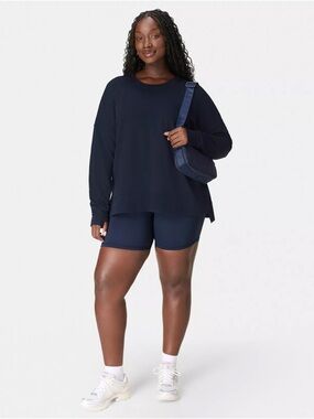 Sweaty Betty Navy Relaxed Crew Sweatshirt